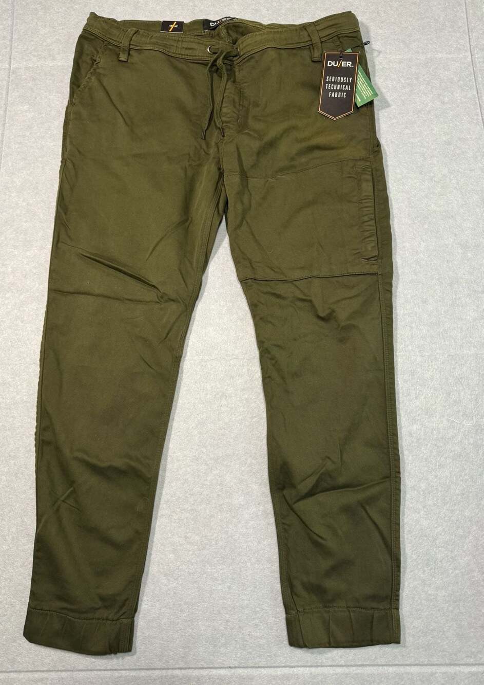 DU/ER Cargo Pant Military Green Tapered Leg Organic Cotton Stretch